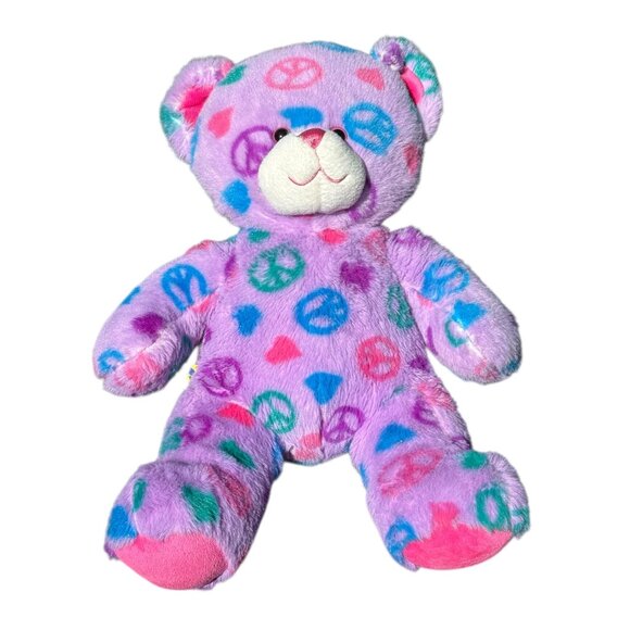 Build A Bear Sitting purple Hippie Peace Plush Stuffed Support Pet Toy BFF Retro - Picture 14 of 15